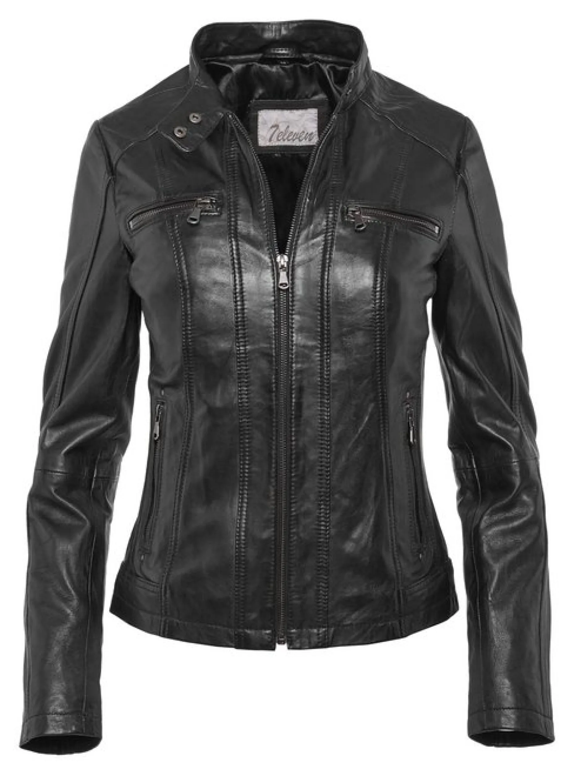 7 eleven Damen Lederjacke - SECATIA in schwarz
