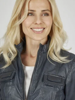 7 eleven Damen Lederjacke - SEFEMA in blau