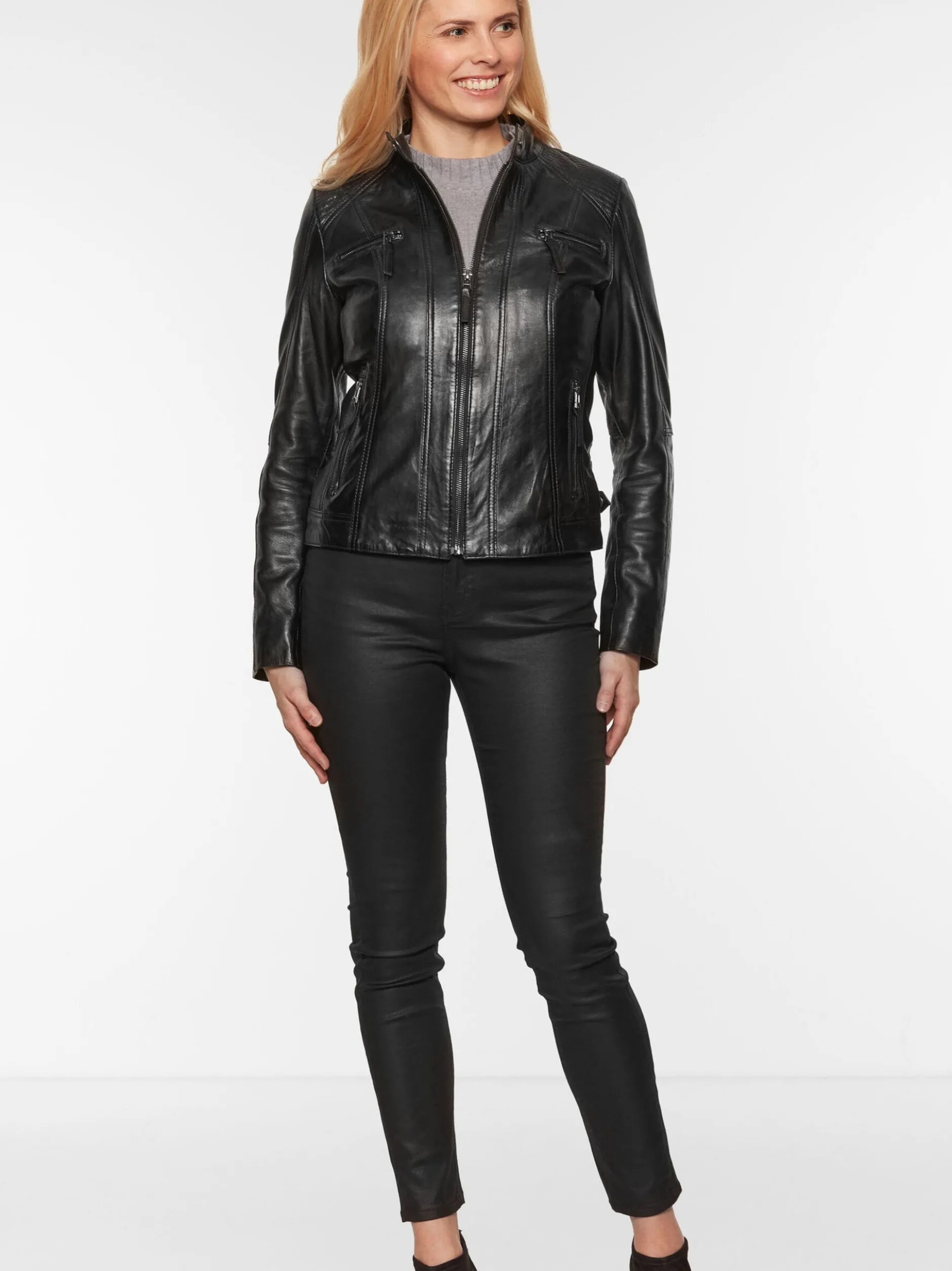 7 eleven Damen Lederjacke - SEFLORA in schwarz