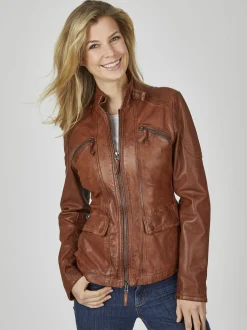 7 eleven Damen Lederjacke - SEKANDI in cognac
