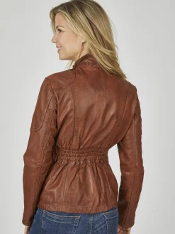 7 eleven Damen Lederjacke - SEKANDI in cognac