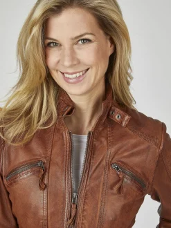 7 eleven Damen Lederjacke - SEKANDI in cognac