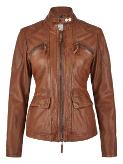 7 eleven Damen Lederjacke - SEKANDI in cognac