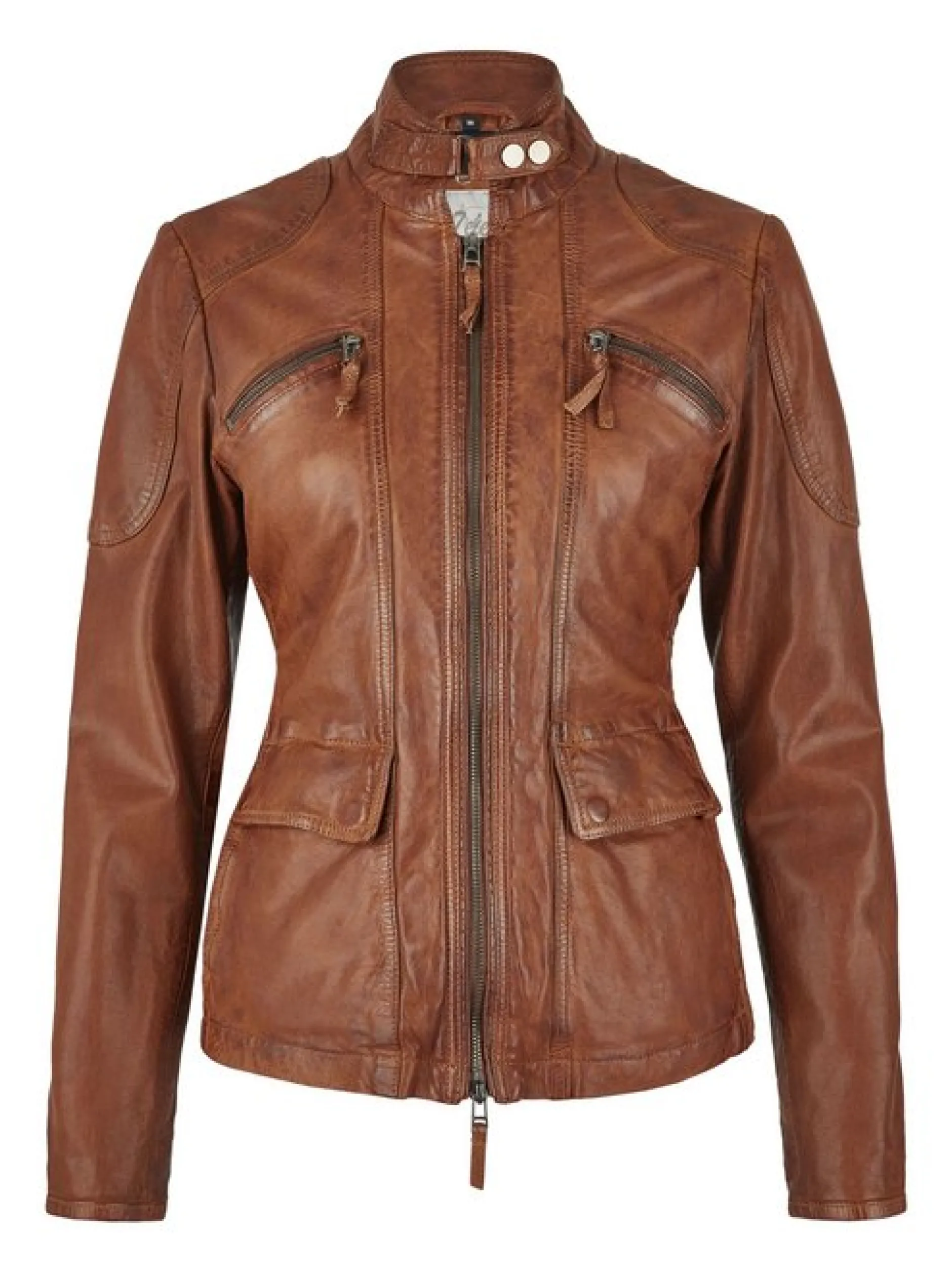 7 eleven Damen Lederjacke - SEKANDI in cognac