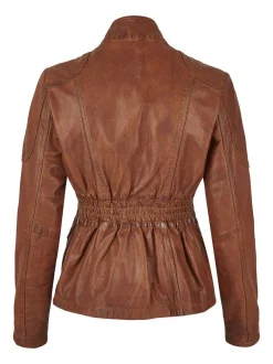 7 eleven Damen Lederjacke - SEKANDI in cognac