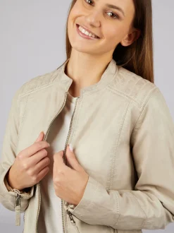 7 eleven Damen Lederjacke - SESONO in beige