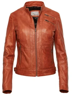 7 eleven Damen Lederjacke - SETALIA in cognac
