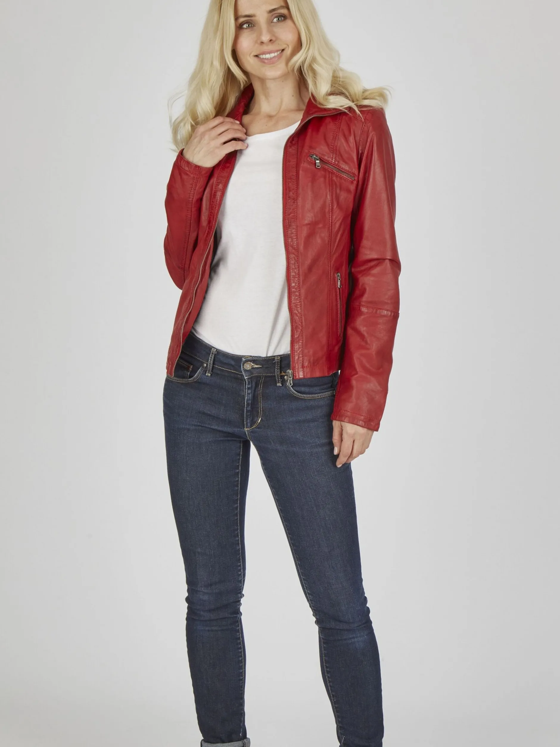 7 eleven Damen Lederjacke - SEVINCA in rot
