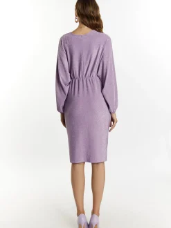 Faina Damen Abendkleid mit Glanzgarn in flieder