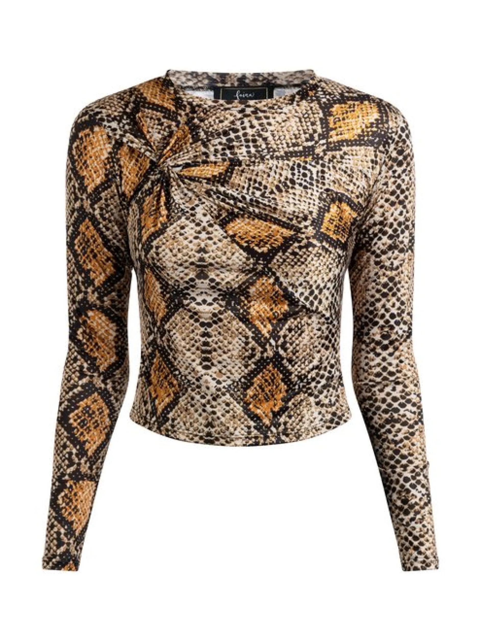 Faina Damen Bluse in braun - Ausschnitt: Rundhals