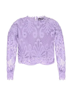 Faina Damen Bluse in lila - Ausschnitt: Rundhals
