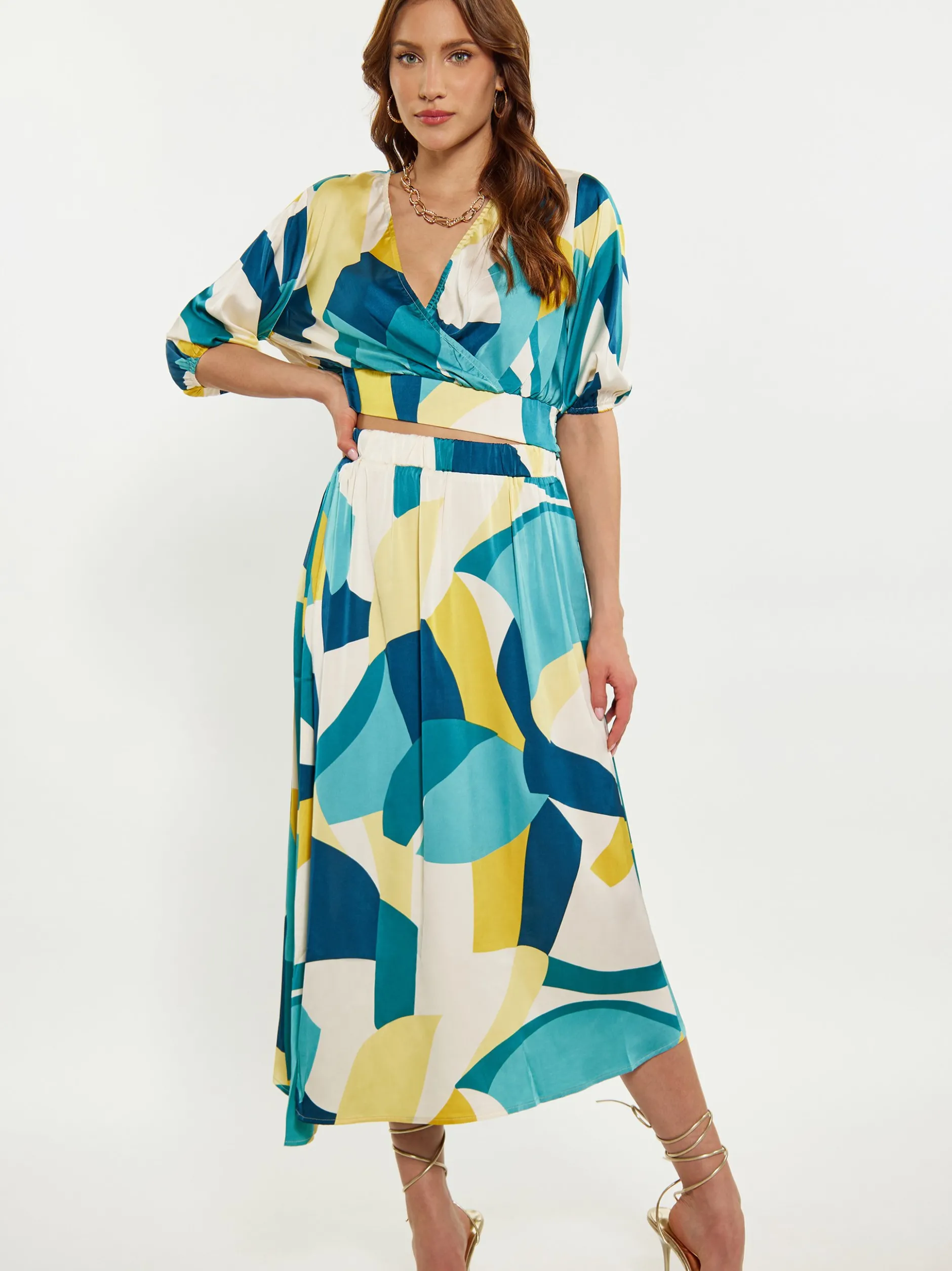 Faina Damen Bluse in mehrfarbig - Ausschnitt: Envelope