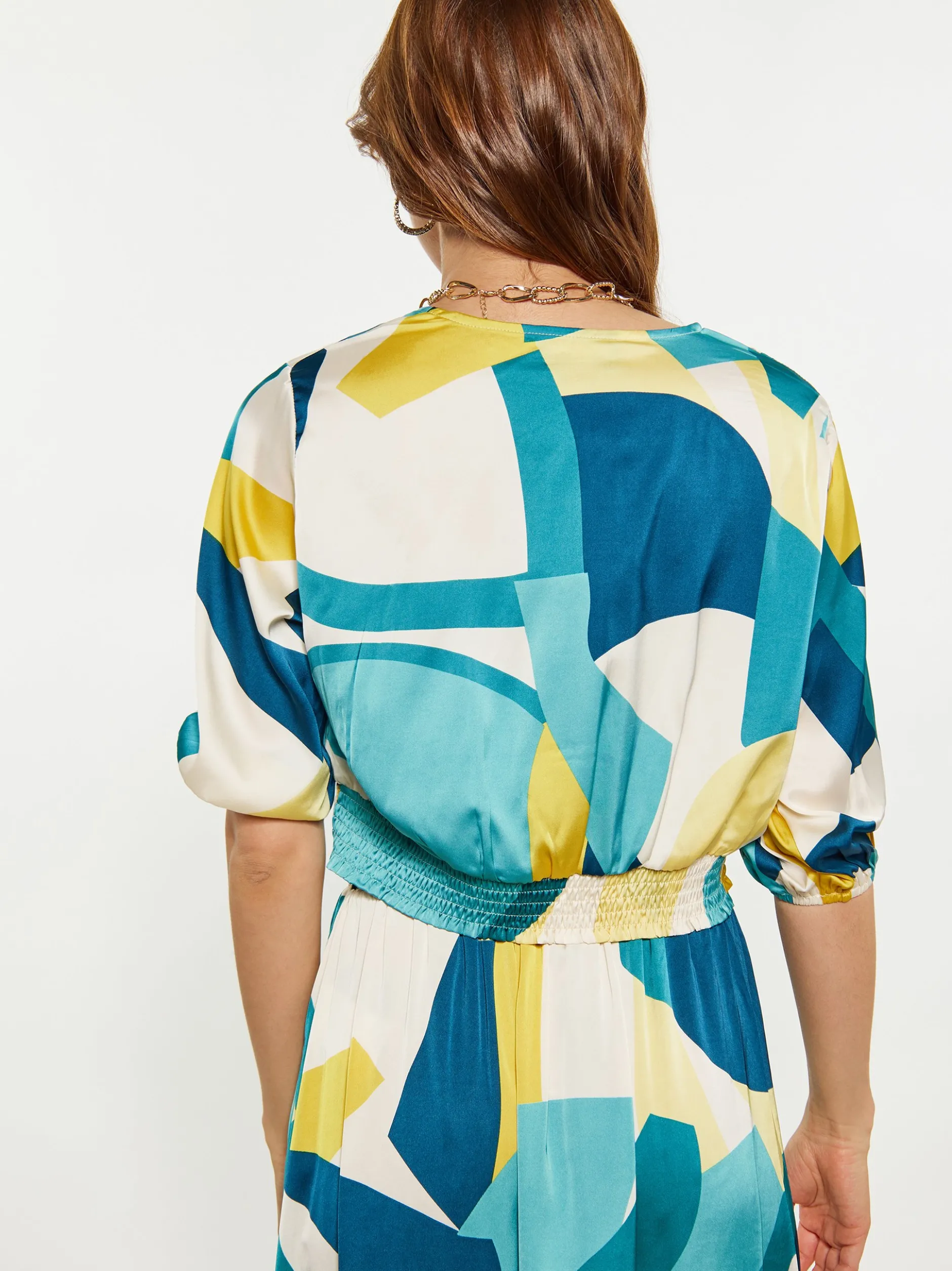 Faina Damen Bluse in mehrfarbig - Ausschnitt: Envelope