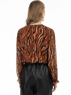 Faina Damen Bluse in orange - Ausschnitt: V-Ausschnitt