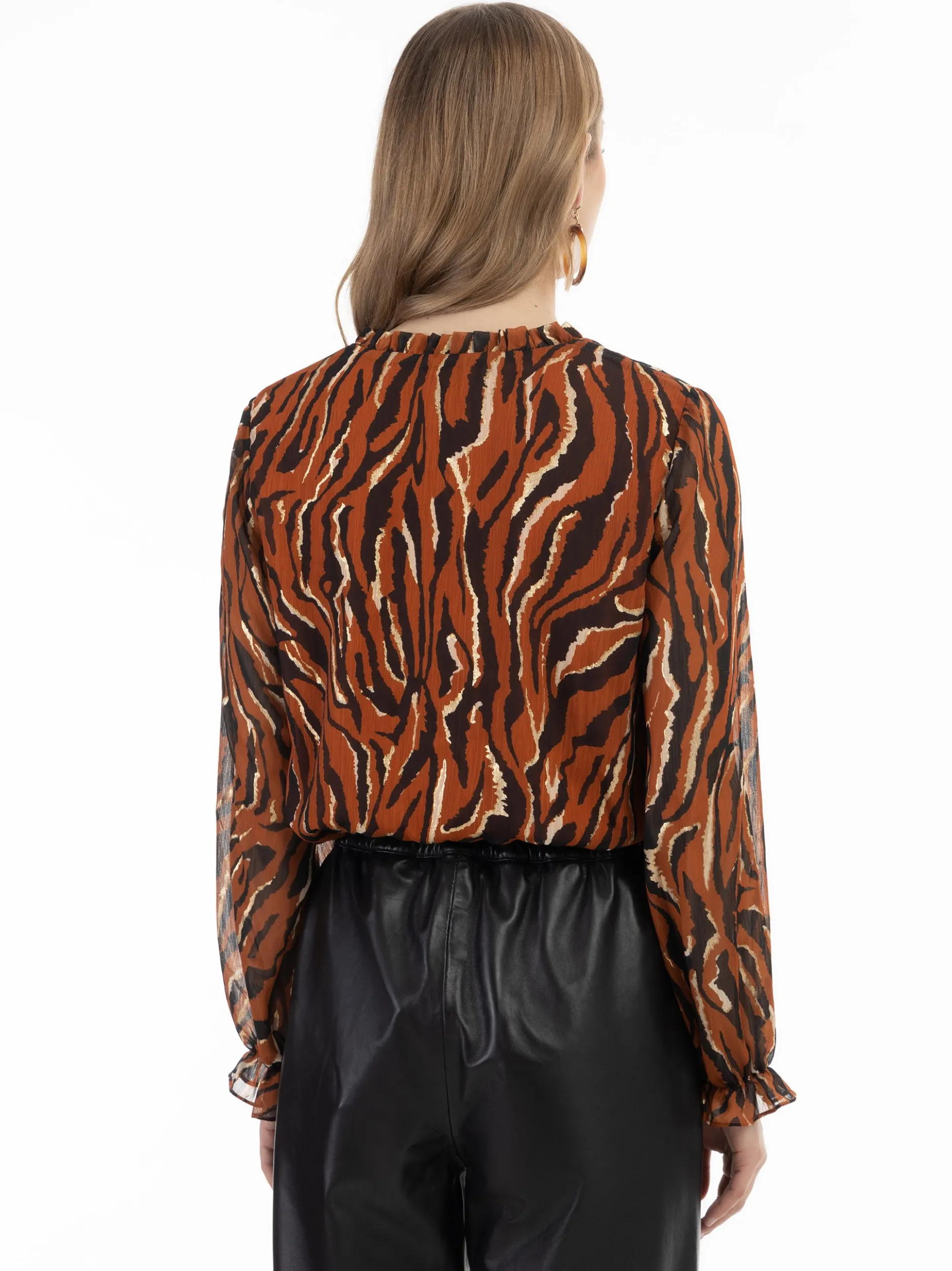 Faina Damen Bluse in orange - Ausschnitt: V-Ausschnitt
