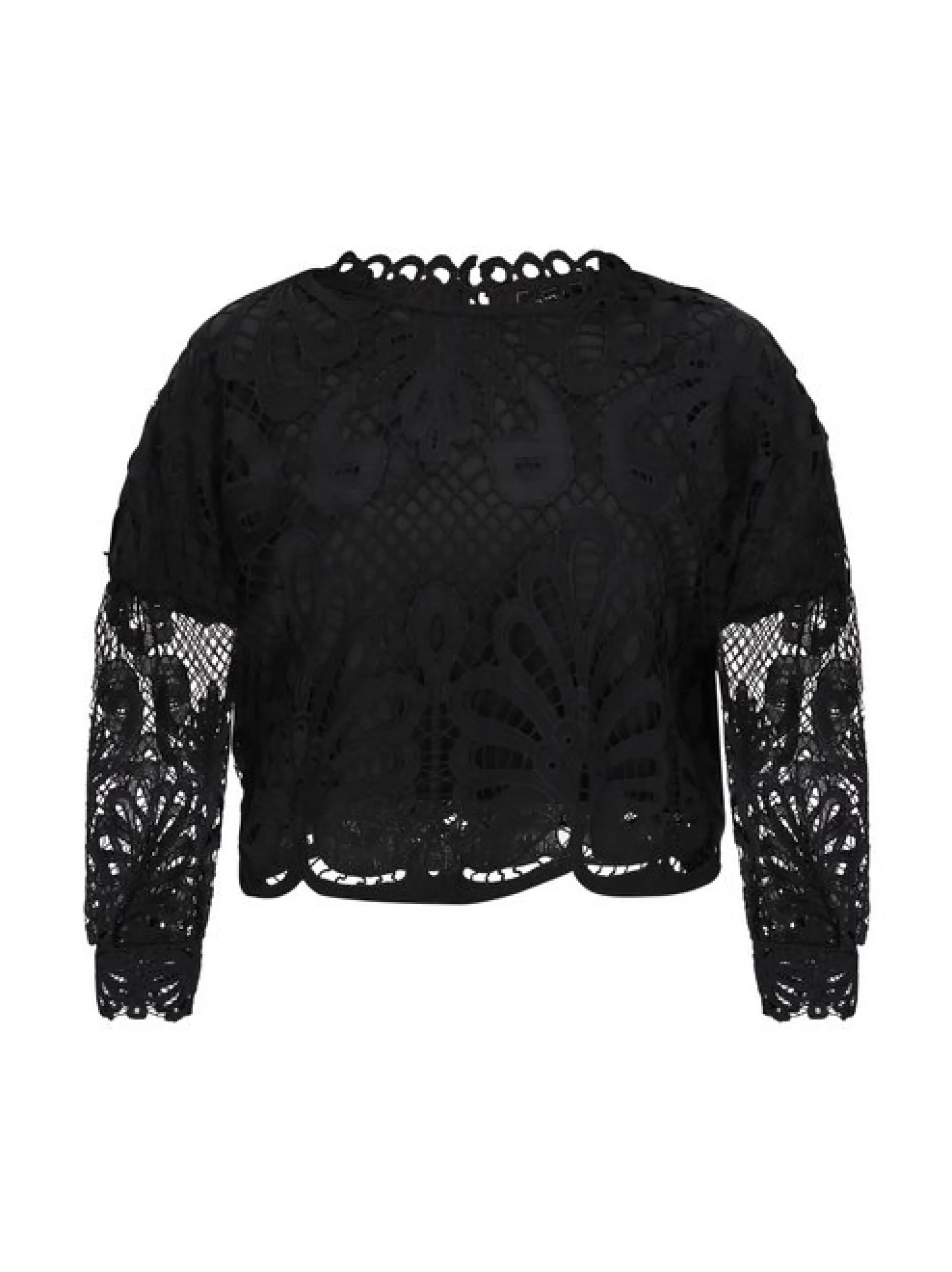 Faina Damen Bluse in schwarz - Ausschnitt: Rundhals