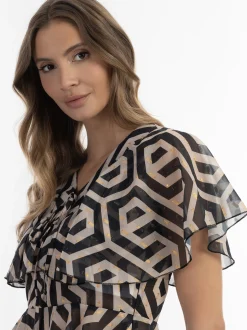 Faina Damen Bluse in schwarz - Ausschnitt: V-Ausschnitt