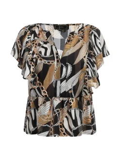 Faina Damen Bluse in schwarz - Ausschnitt: V-Ausschnitt