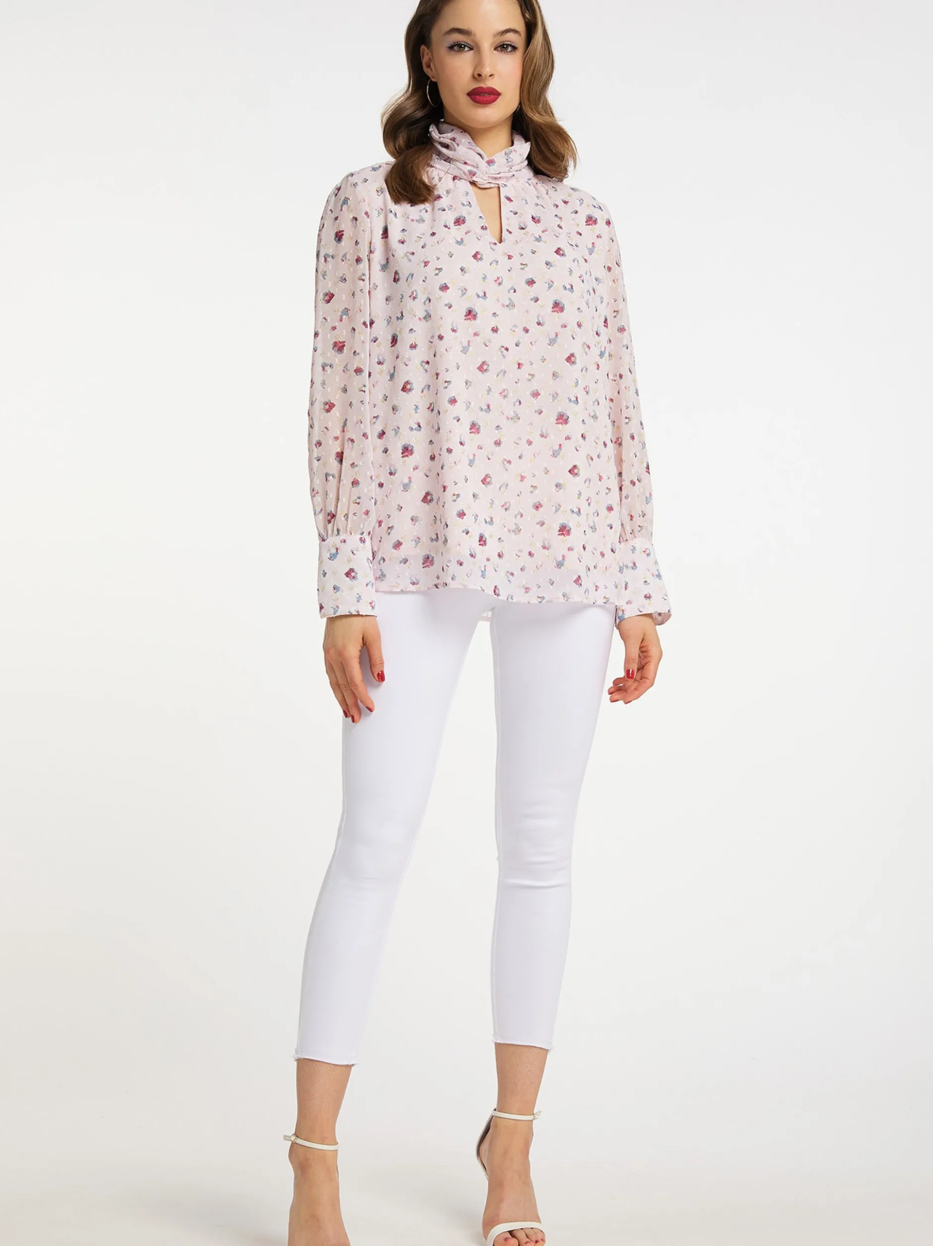 Faina Damen Blusentop langarm in rosa