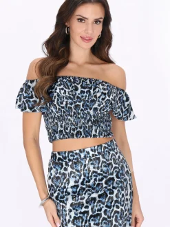 Faina Damen Crop Top in blau