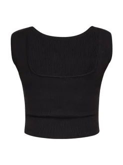 Faina Damen Crop Top in schwarz - Ausschnitt: Rundhals