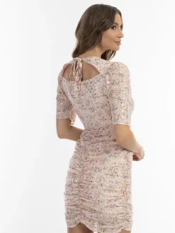 Faina Damen Drapiertes Kleid in rosa - Länge: mittel
