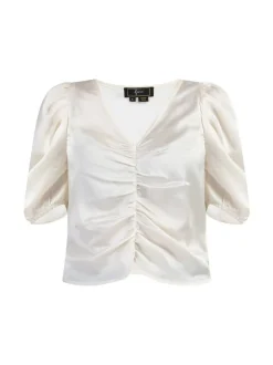 Faina Damen Drapiertes Top in weiß