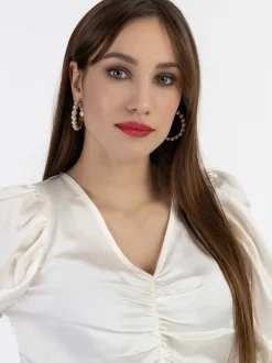 Faina Damen Drapiertes Top in weiß
