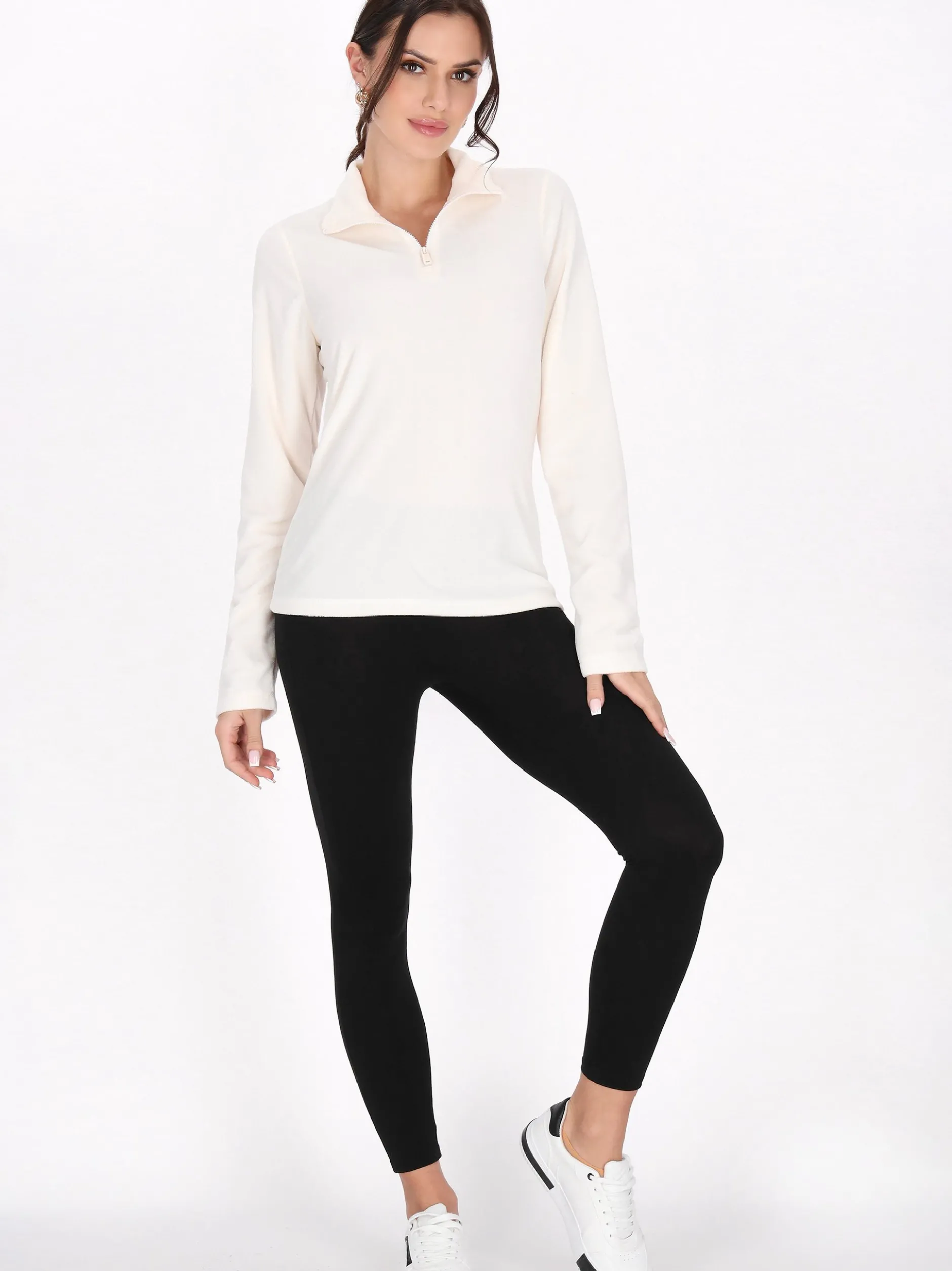 Faina Damen Fleecepullover in weiß