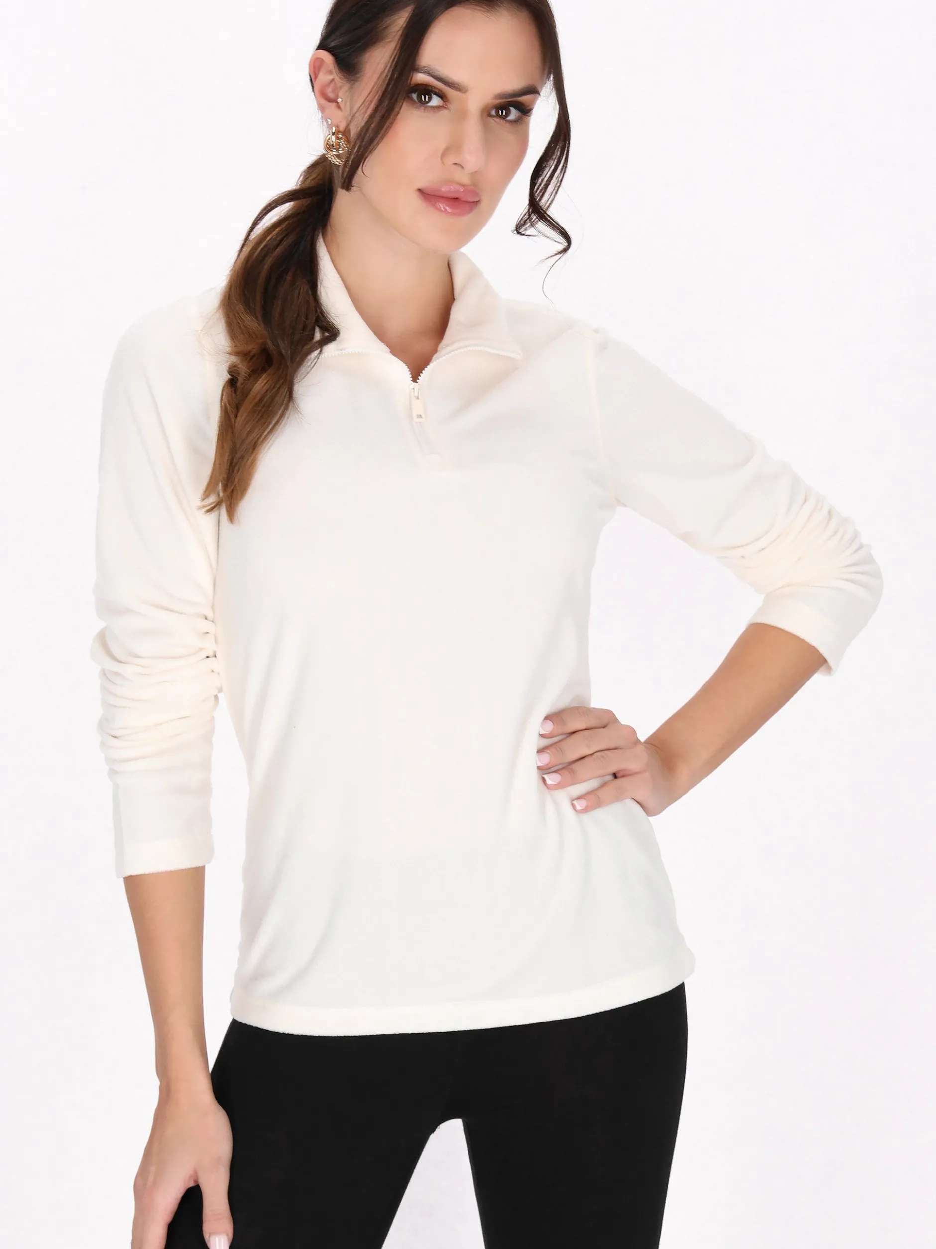 Faina Damen Fleecepullover in weiß