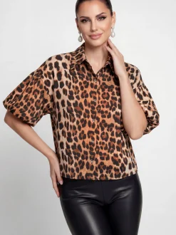 Faina Damen Hemdbluse in braun
