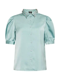 Faina Damen Hemdbluse in mint - Ausschnitt: Rundhals