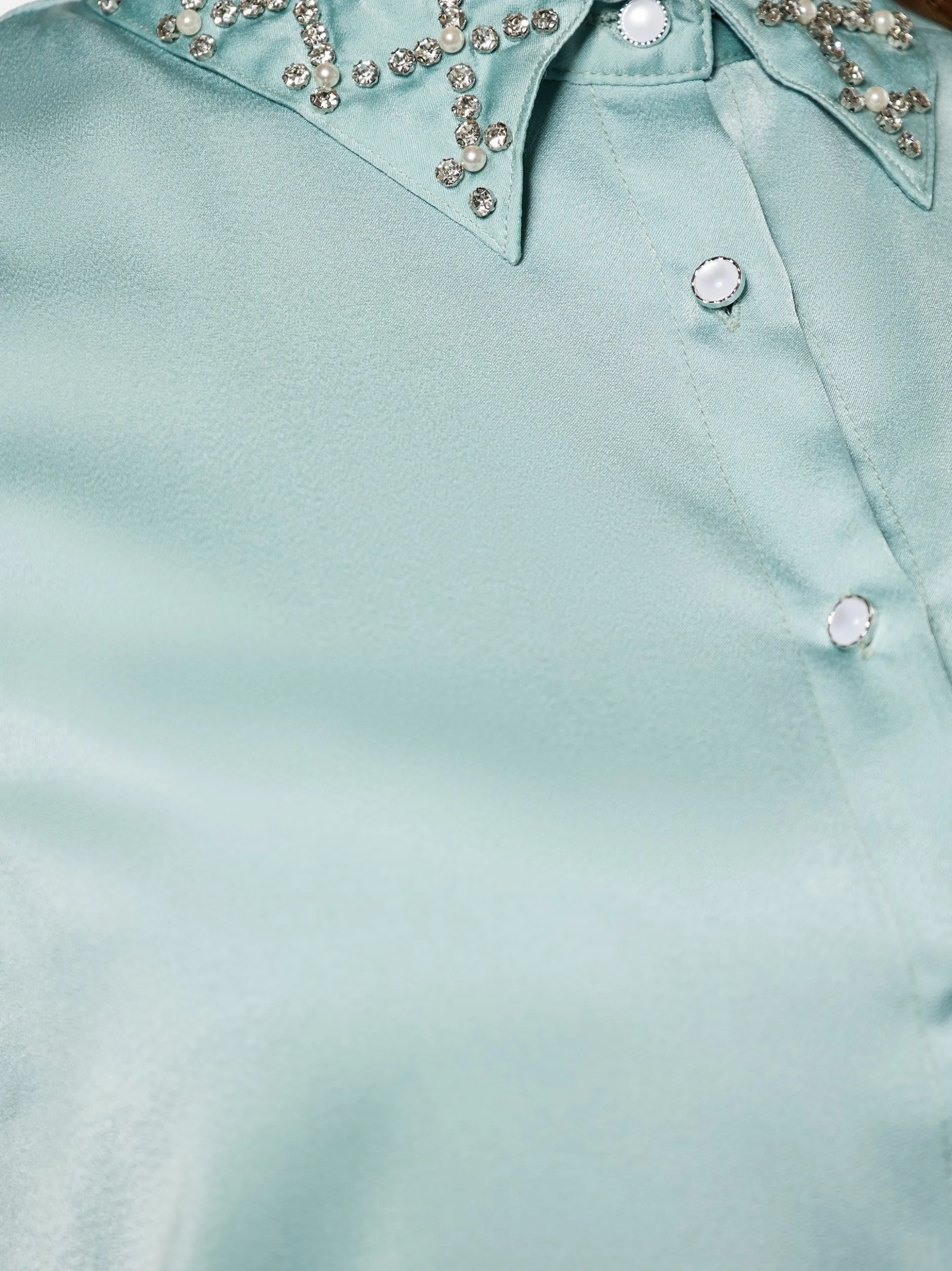 Faina Damen Hemdbluse in mint - Ausschnitt: Rundhals