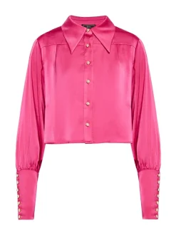 Faina Damen Hemdbluse in pink - Ausschnitt: ohne Kragen