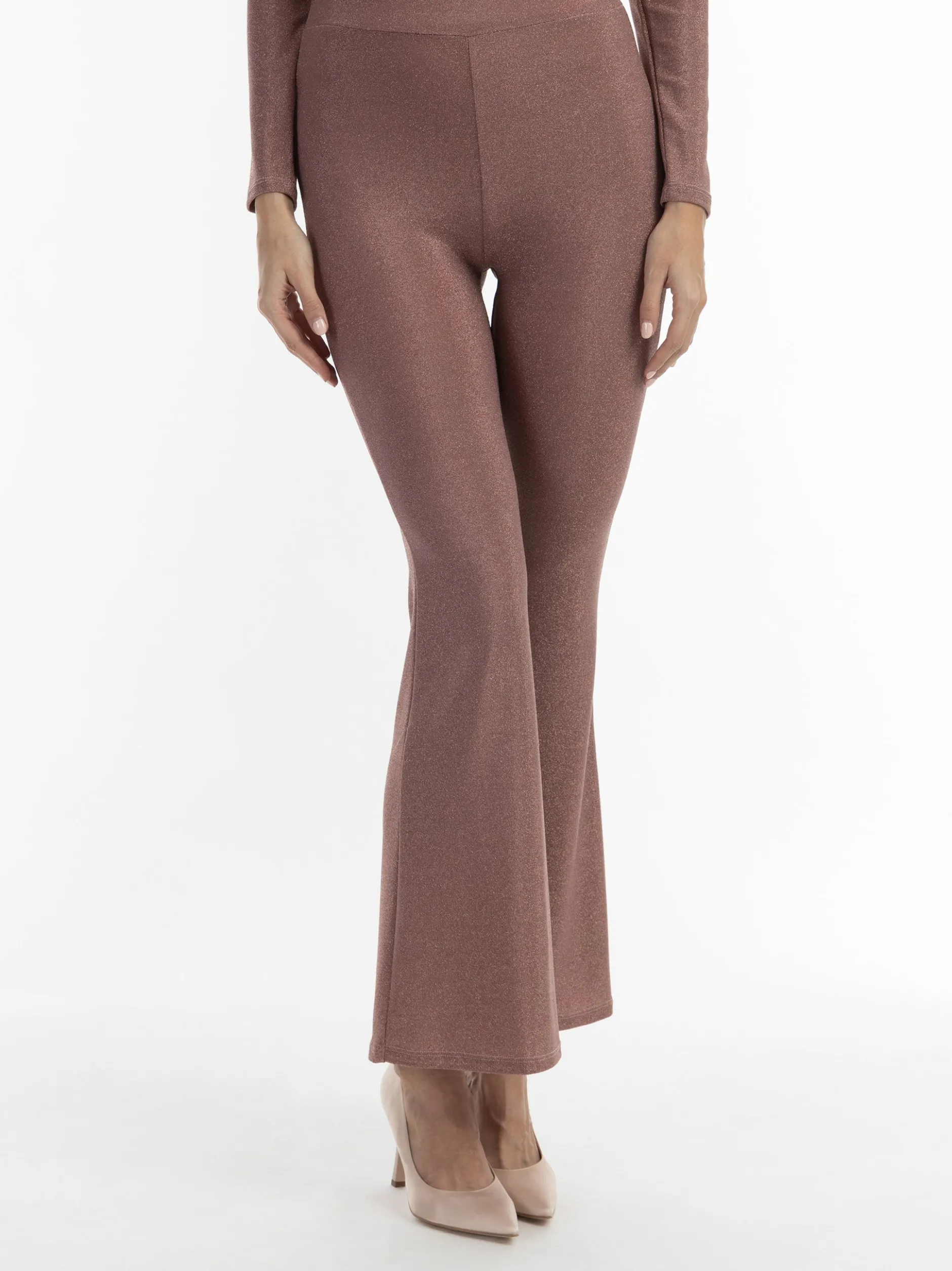 Faina Damen Jersey-Hose mit Glanzgarn in altrosa