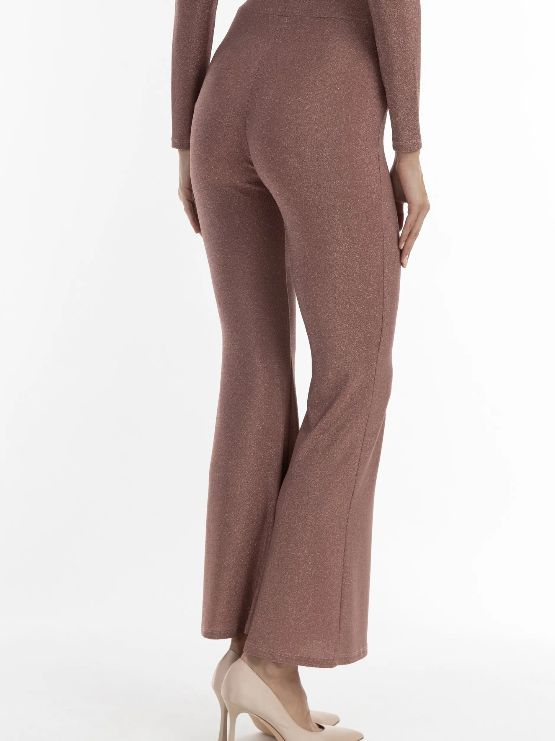 Faina Damen Jersey-Hose mit Glanzgarn in altrosa