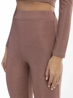 Faina Damen Jersey-Hose mit Glanzgarn in altrosa