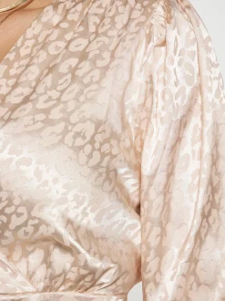 Faina Damen Kleid in beige - Ausschnitt: V-Ausschnitt
