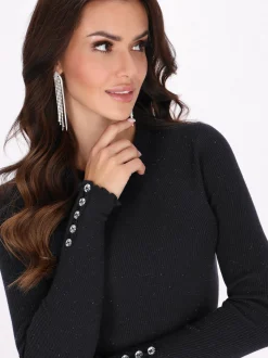 Faina Damen Kleid in blau - Ausschnitt: Rundhals