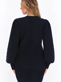 Faina Damen Kleid in blau - Ausschnitt: Rundhals