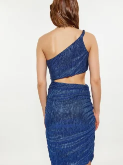 Faina Damen Kleid in blau - Ausschnitt: Cache-Coeur