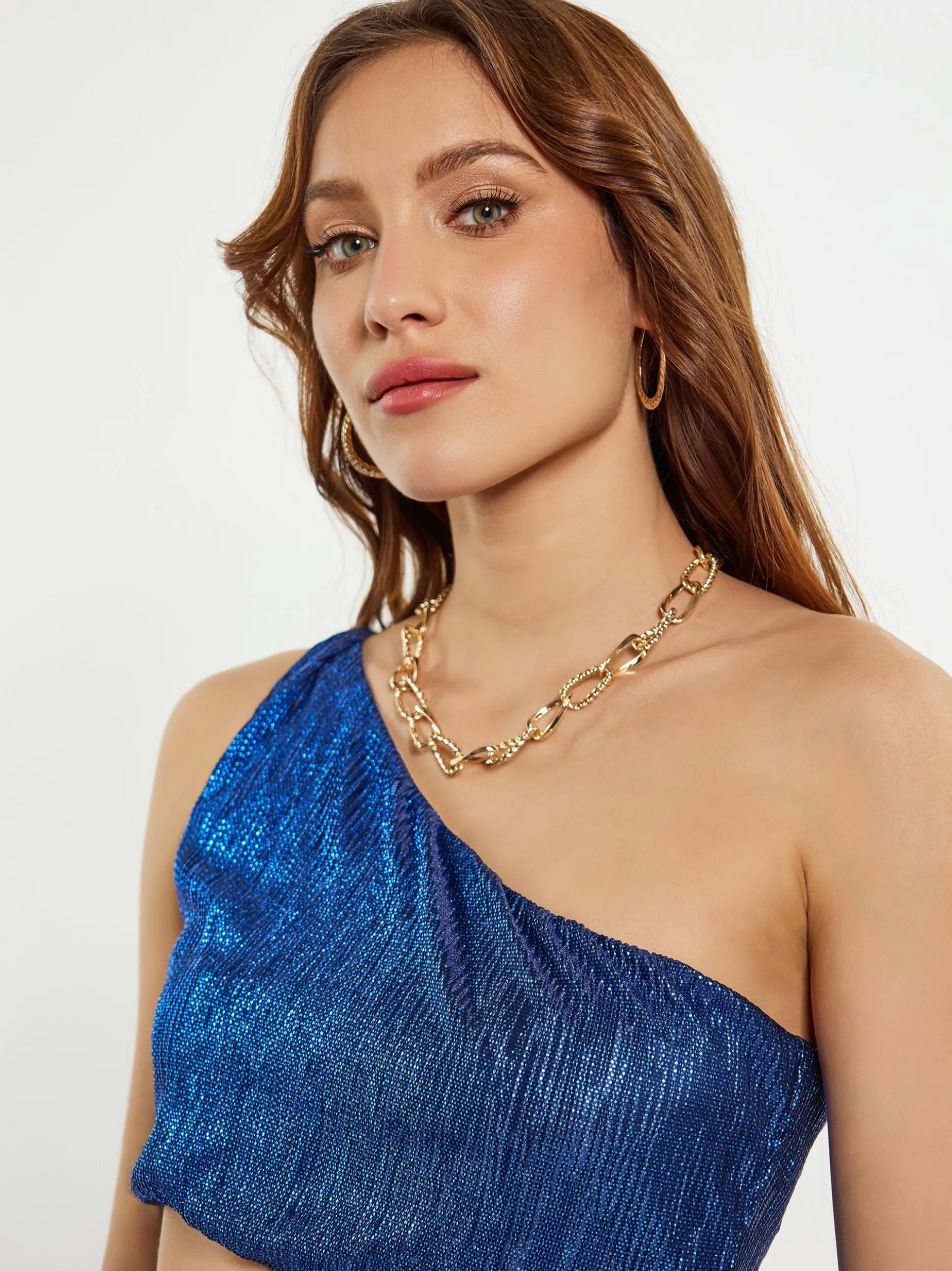 Faina Damen Kleid in blau - Ausschnitt: Cache-Coeur