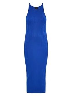 Faina Damen Kleid in blau - Ausschnitt: Rundhals
