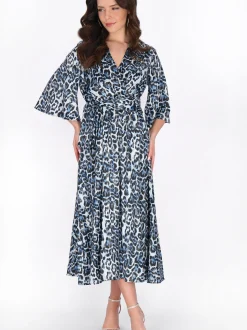 Faina Damen Kleid in blau - Länge: mittel
