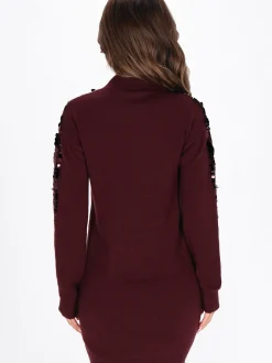 Faina Damen Kleid in bordeaux - Länge: mittel