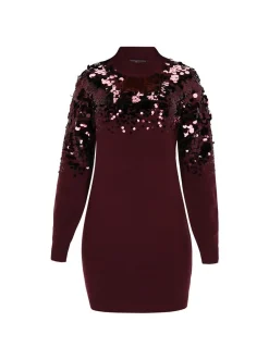 Faina Damen Kleid in bordeaux - Länge: mittel