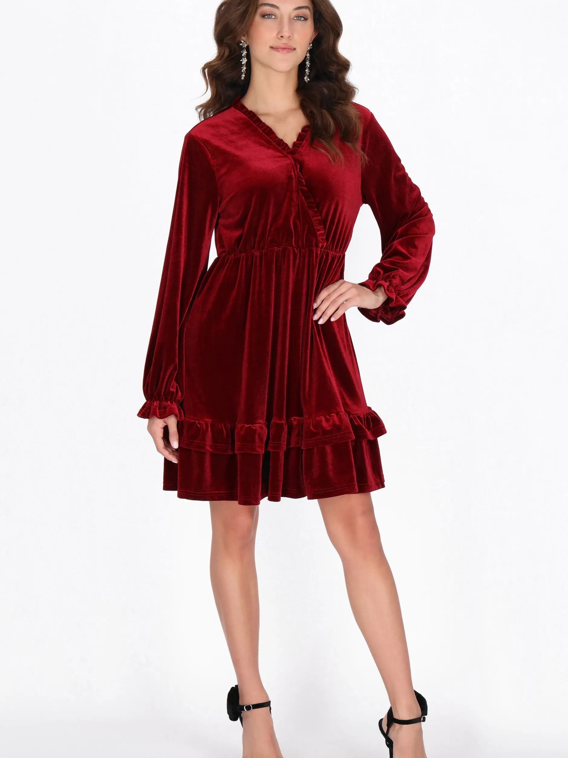 Faina Damen Kleid in bordeaux - Länge: mittel