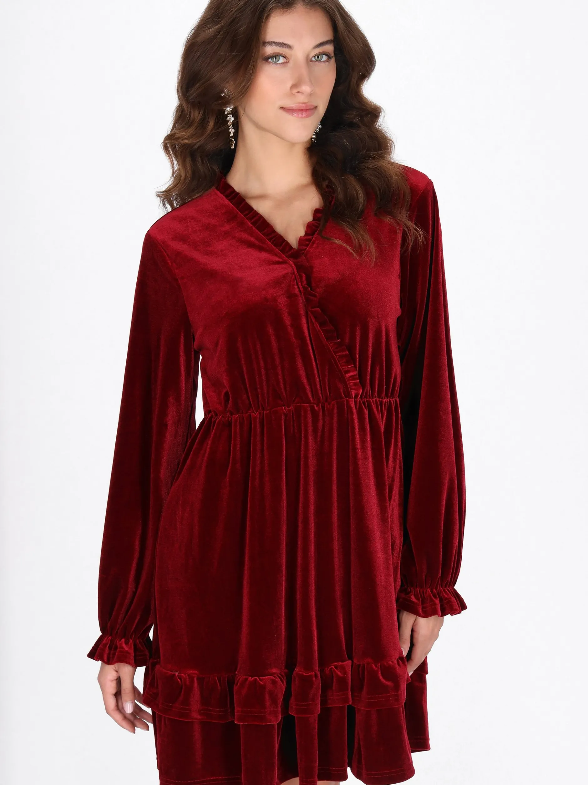 Faina Damen Kleid in bordeaux - Länge: mittel