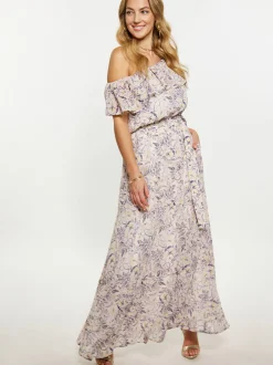Faina Damen Kleid in flieder - Ausschnitt: Karree