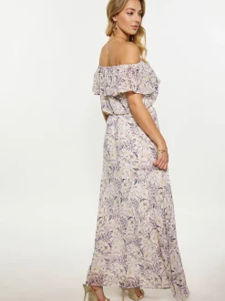 Faina Damen Kleid in flieder - Ausschnitt: Karree